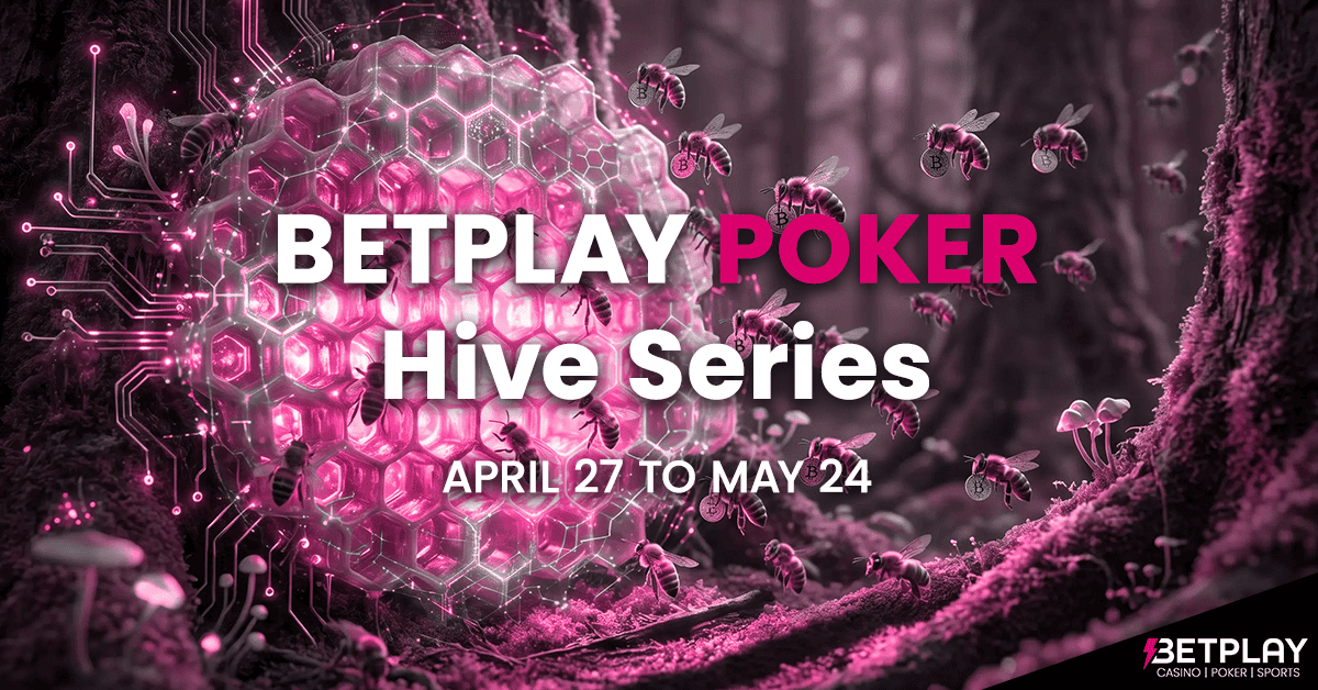 Betplay Poker Hive Series promotional banner showing four Hives and Coronation Tournament branding