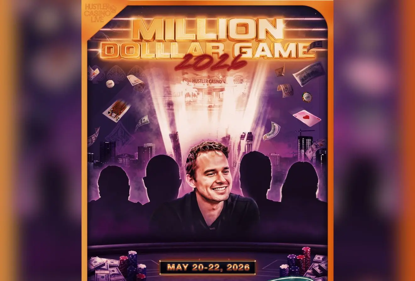 Hustler Casino Live Million Dollar Game 2026 promo card.