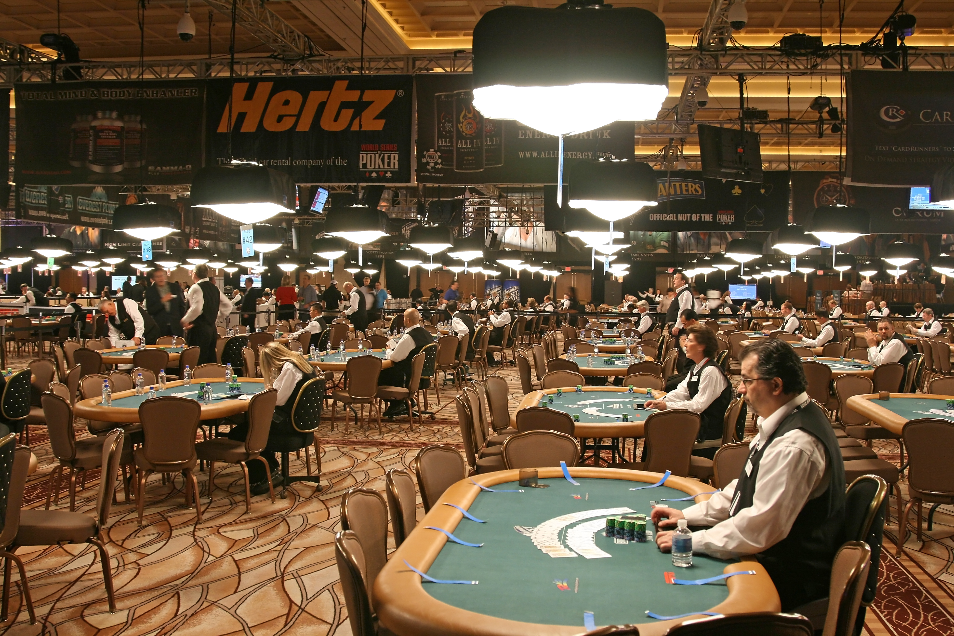 Poker tables set up inside the Rio during the World Series of Poker