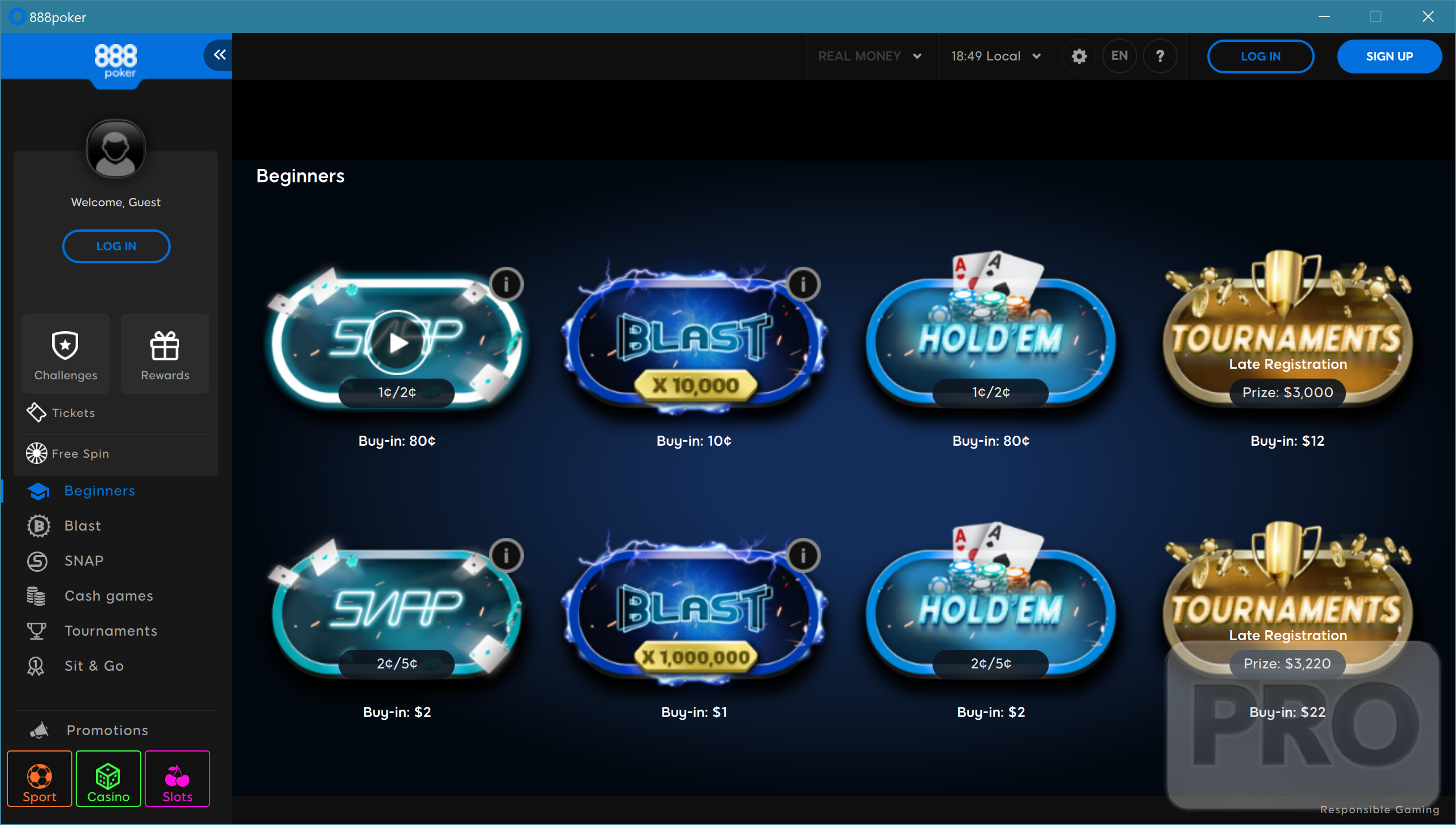 888poker new lobby beginner section screenshot