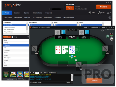 PartyPoker poker site screenshot