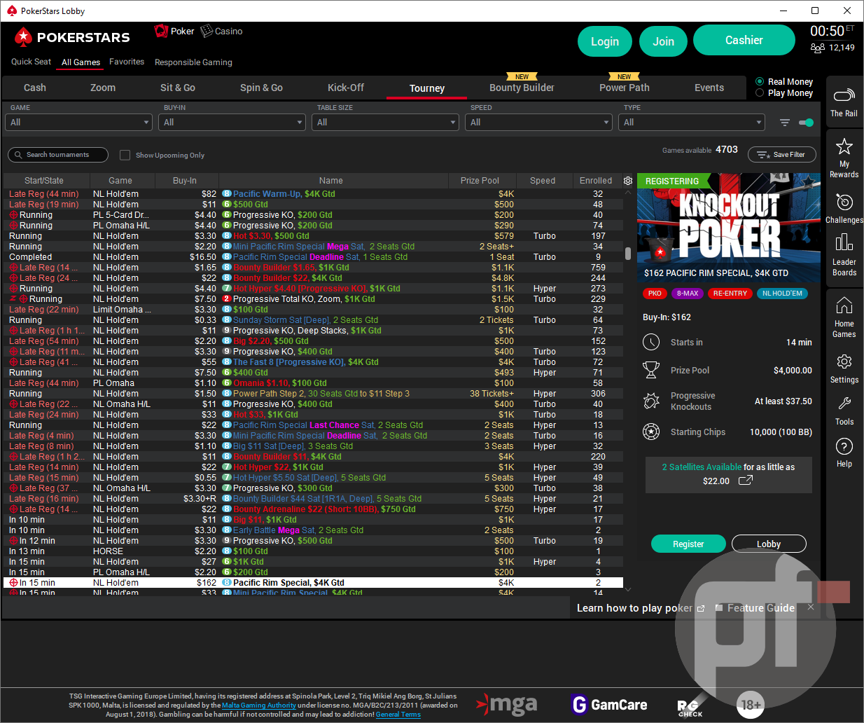 PokerStars poker site screenshot