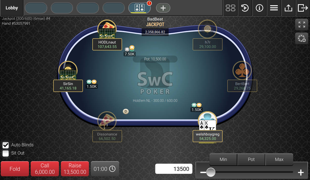 SwC Poker table screenshot