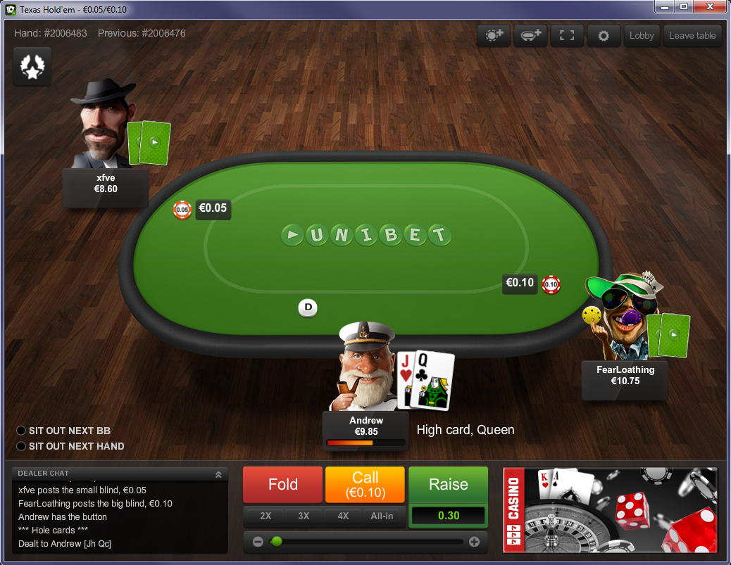 Unibet Poker table screenshot
