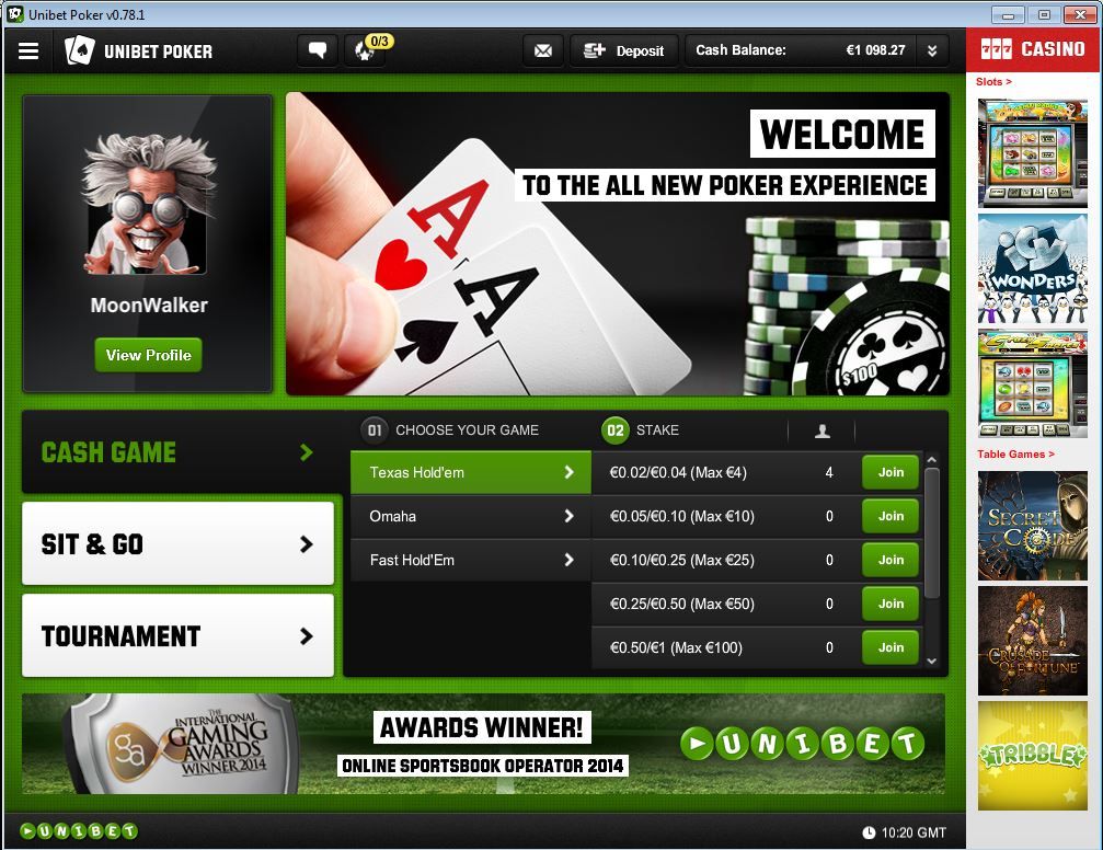 Unibet Poker poker site screenshot