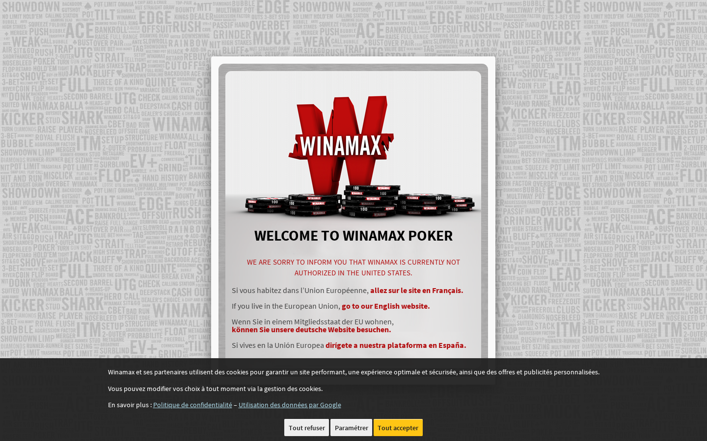 Winamax poker site screenshot